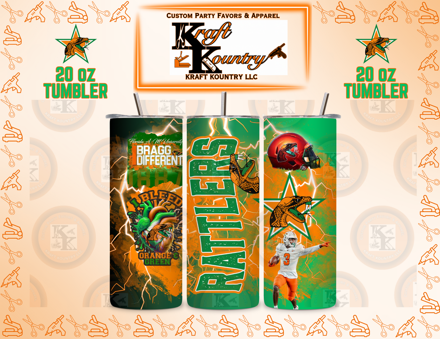 NCAA: FAMU 20oz Skinny Tumblers
