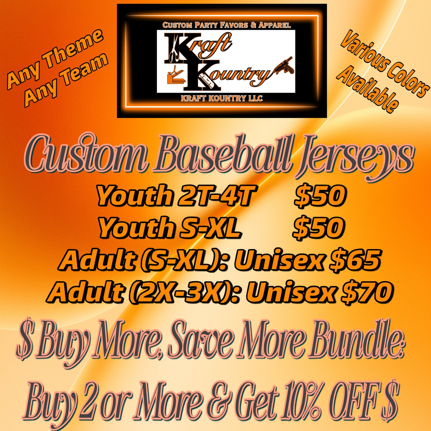 Kustom Baseball/Softball Jersey
